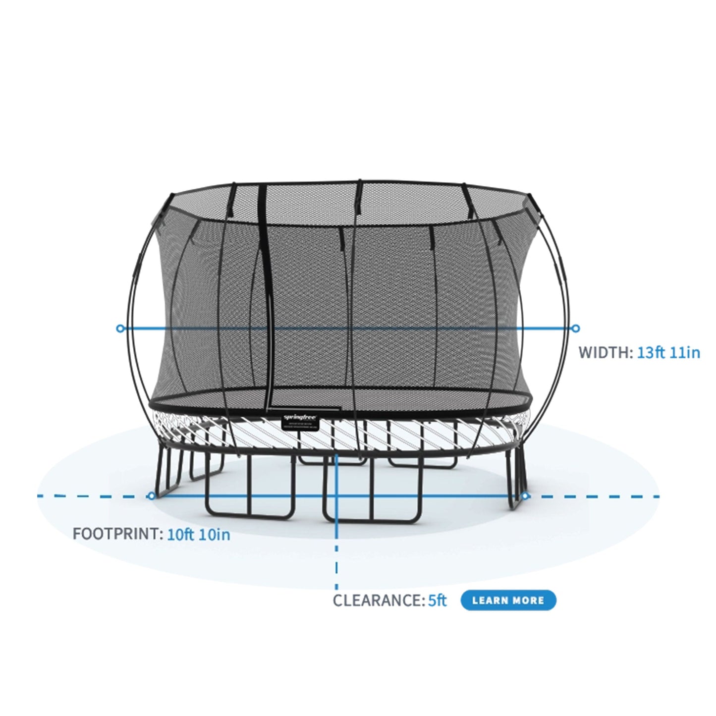 Springfree Trampoline Kids Outdoor Large Square 11 Ft. Trampoline with Enclosure - Go Little Ones