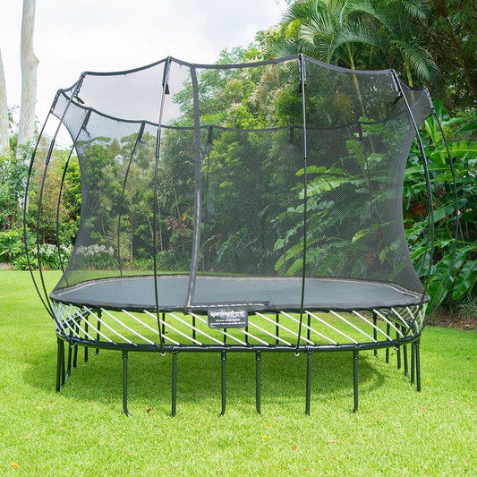 Springfree Outdoor Square 13 Ft. Trampoline With Enclosure, Hoop Game and Ladder - Go Little Ones