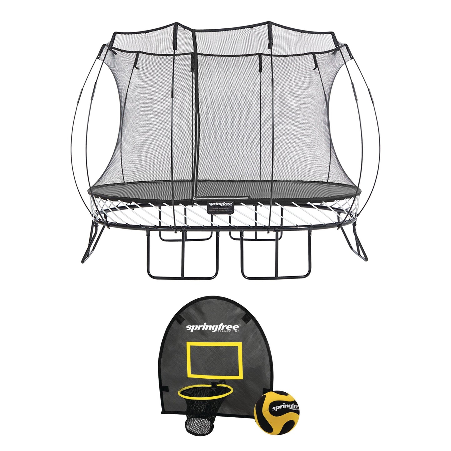 Springfree Trampoline Kids Oval 8x11 Ft. With FlexrHoop Basketball Game - Go Little Ones