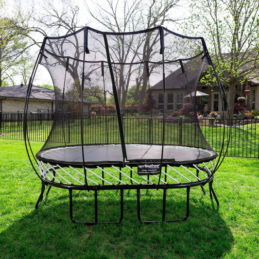 Springfree 6x9 Ft. Oval Outdoor Backyard Trampoline with FlexiNet and Soft Edge - Go Little Ones