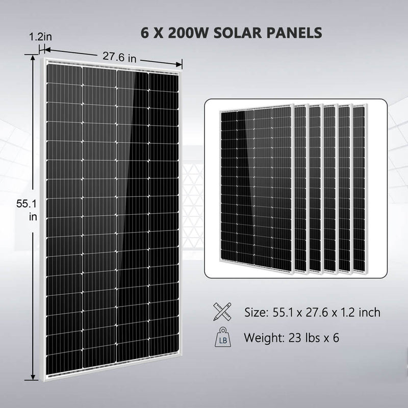 Sun Gold Off-Grid Solar Kit 5000W 48VDC 120V 5.12KWH PowerWall Battery 6 X 200 Watts Solar Panels SGM-5K5E