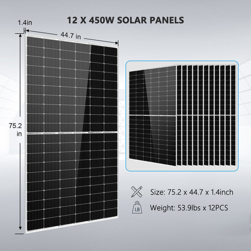 SunGold Complete off Grid Solar Kit 12000W 48V 120V/240V output 10.24KWH Lithium Battery 5400 Watt Solar Panel - SGK-12MAX