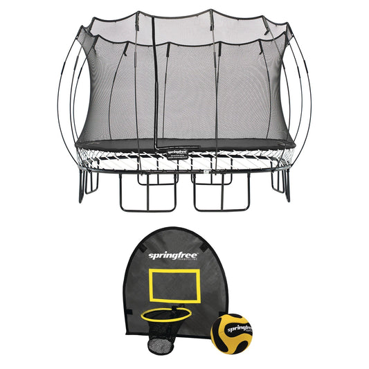 Springfree Trampoline Kids Square 13 Ft. Trampoline With FlexrHoop Basketball Game - Go Little Ones