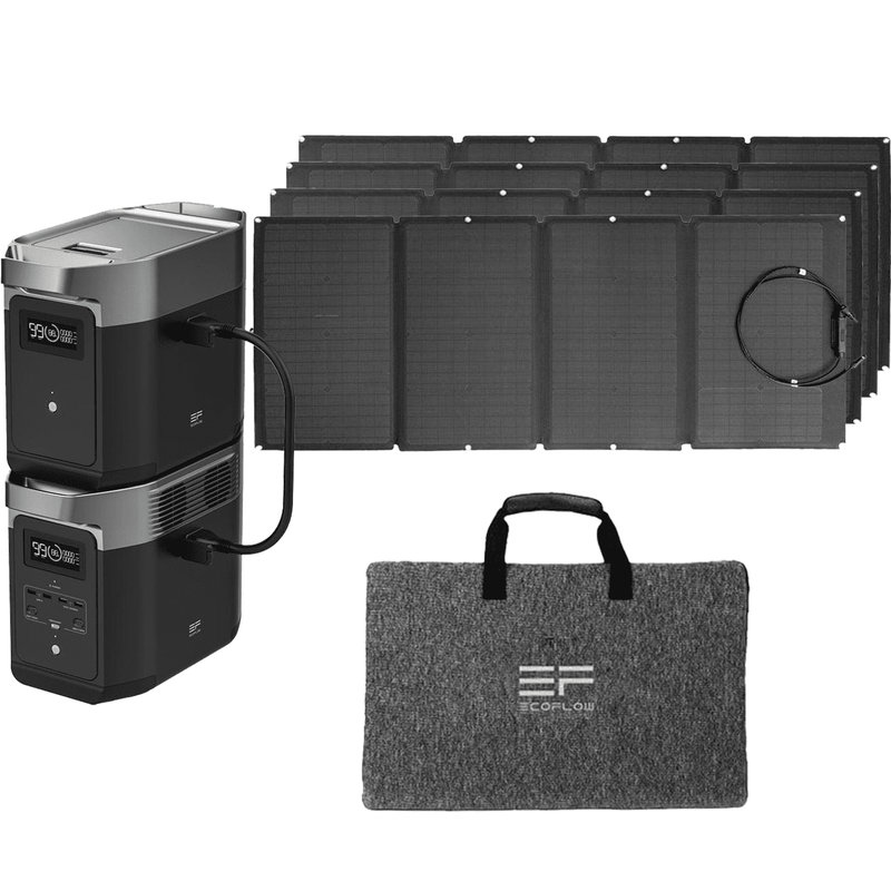 EcoFlow DELTA 2 + DELTA 2 Smart Extra Battery + 160W Solar Panel - DELTA2-DELTA2EB-EFSOLAR160W